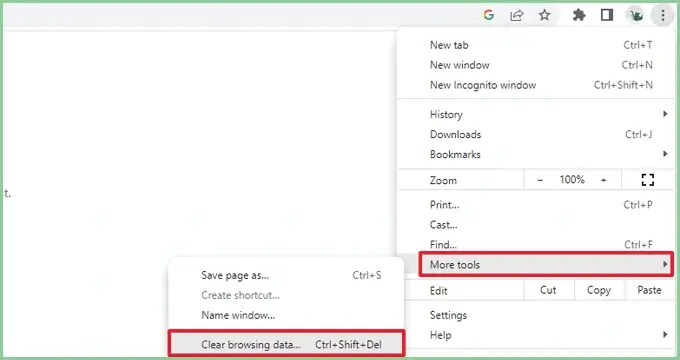 حذف ملفات التخزين المؤقت على Google Chrome